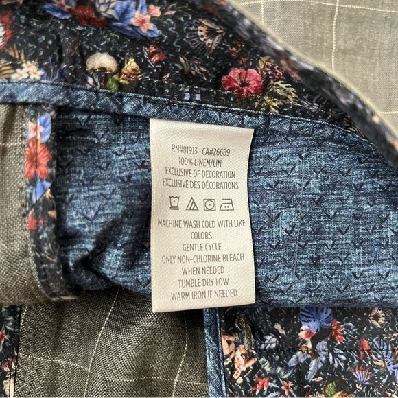 Robert Graham Men's 100% Linen Gray Windowpane Checkered Plaid Shorts 40 - Picture 8 of 8